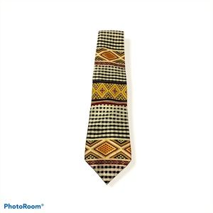 Men’s Neck Tie Navy Blue Tan 3.5” Wide